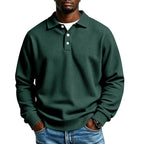 Men's Waffle Knit Polo Shirt with Relaxed Fit & Ribbed Cuffs — Arthur