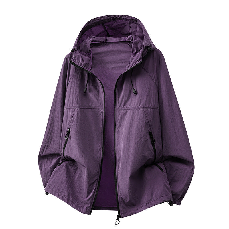 Black Men's Relaxed-Fit Hooded Jacket with Zip Pockets & Drawstring Hem