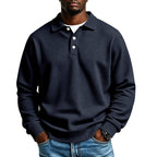 Men's Waffle Knit Polo Shirt with Relaxed Fit & Ribbed Cuffs — Arthur