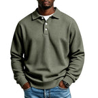 Men's Waffle Knit Polo Shirt with Relaxed Fit & Ribbed Cuffs — Arthur