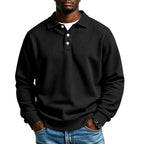 Men's Waffle Knit Polo Shirt with Relaxed Fit & Ribbed Cuffs — Arthur