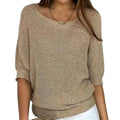Women's Batwing Knit Sweater with Ribbed Hem & Relaxed Fit — Lola