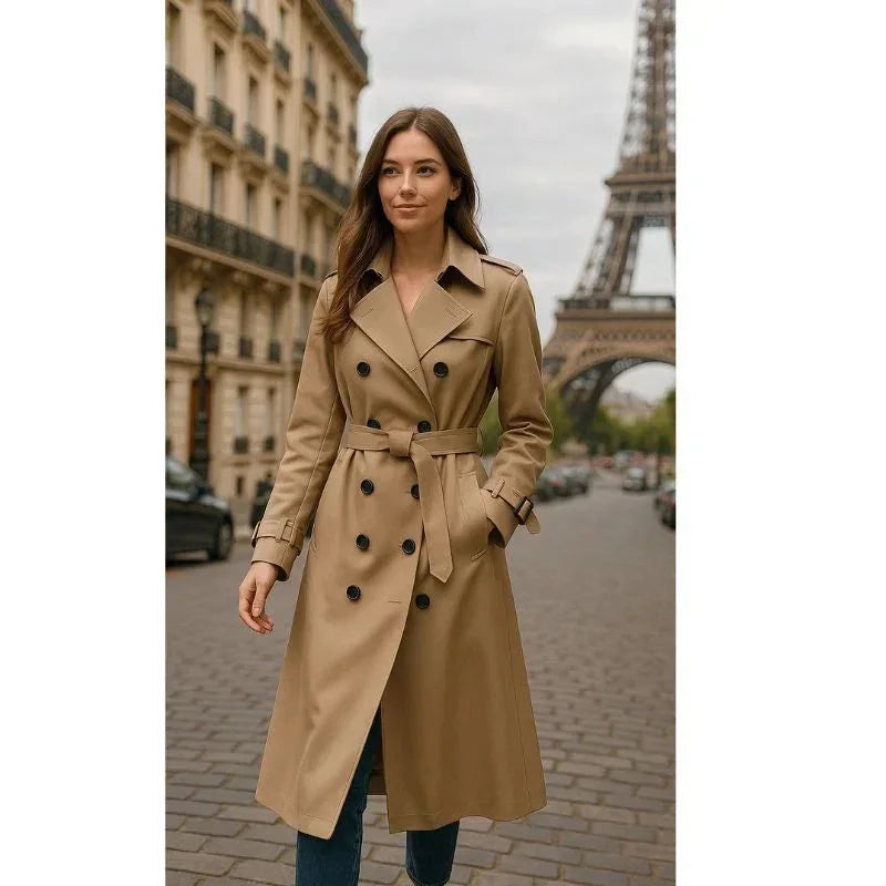 Women's Belted Trench Coat with Notched Lapel & Lightweight Comfort - Outdoor Lifestyle