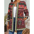 Women's Open Front Jacket with Patchwork Print & Long Sleeves — Gabrielle