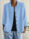 Women's Button-Front Linen Jacket with Relaxed Fit — Orla