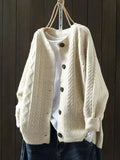 Women's Cable Knit Cardigan with Button Front & Relaxed Oversized Fit — Arabella