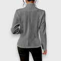 Women's Cable Knit Sweater Jacket with Mock Neck & Button-Front Closure — Mira