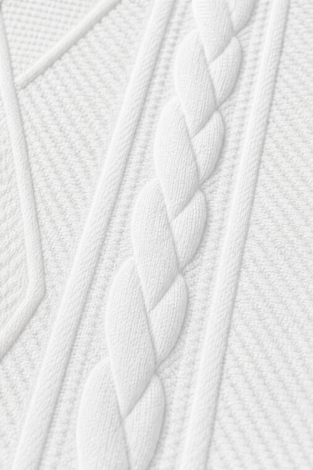 Women's Open Front Blazer with Stand Collar & Cable Knit Texture - Cable Knit Texture Close Up