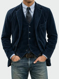 Men's Classic Blazer in Ribbed Corduroy with Layered Vest & Notched Lapel — Jack