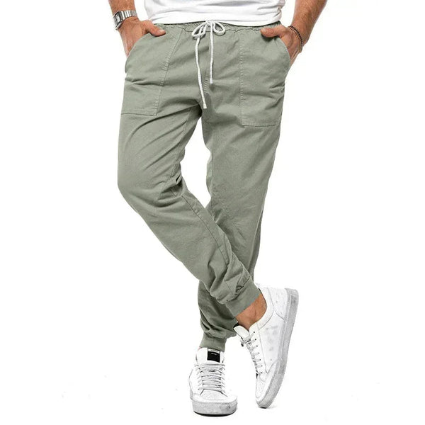 Men's Cotton Casual Pants with Drawstring & Cuffed Jogger Fit — Daniel
