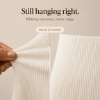 White Women's Cowl-Neck Sweater Dress with Relaxed Fit & Ribbed Knit — Erin - Close Up Ribbing Texture
