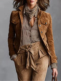 Women's Suede Coat with Cropped Silhouette & Relaxed Fit — Tess