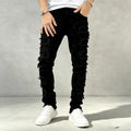Men's Distressed Skinny Jeans with Patchwork Detailing — Everett