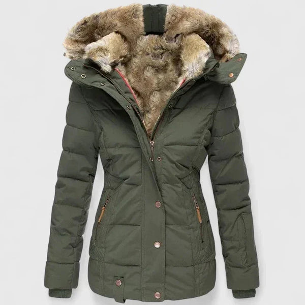 Women's Faux Fur Hooded Winter Coat with Zip Pockets — Siobhan