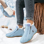 Blue Women's Winter Ankle Boots with Faux-Fur Lining & Cushioned Footbed — Reagan - Fur Cuff Detail