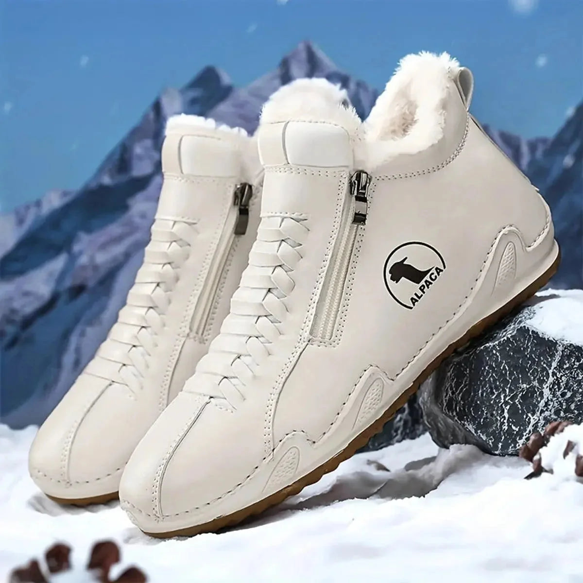 White Women's Winter Ankle Boots with Faux-Fur Lining & Cushioned Footbed — Reagan - Studio Pair