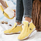Yellow Women's Winter Ankle Boots with Faux-Fur Lining & Cushioned Footbed — Reagan - Fur Cuff Detail
