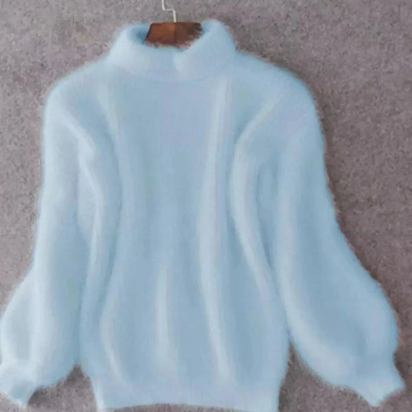 Women's Turtleneck Sweater with Fluffy Knit & Relaxed Fit — Faye