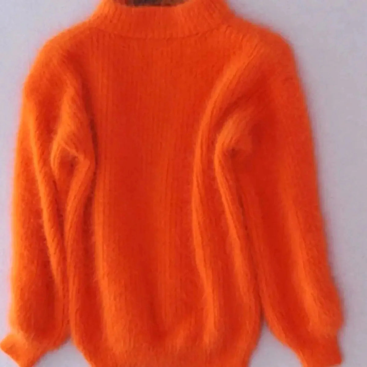 Orange Women's Turtleneck Sweater with Fluffy Knit & Relaxed Fit — Faye