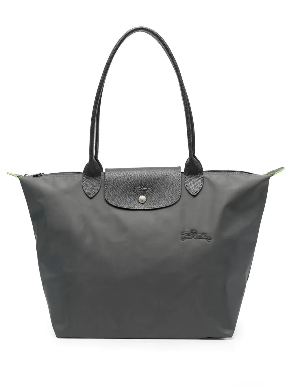 Women's Structured Foldable Tote Bag with Leather Trim & Snap Flap - Dark Grey View