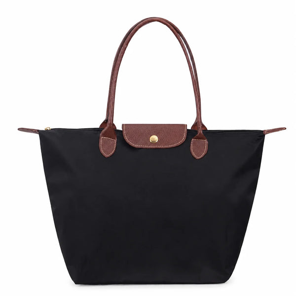 Women's Structured Foldable Tote Bag with Leather Trim & Snap Flap — Clementine