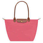 Lilac Women's Structured Foldable Tote Bag with Leather Trim & Snap Flap - Angled View