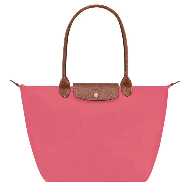 Lilac Women's Structured Foldable Tote Bag with Leather Trim & Snap Flap - Angled View