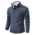 Men's Half Zip Sweater with Ribbed Stand Collar & Relaxed Fit — Isaac
