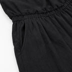 Black Women's Halter Cowl-Neck Wide-Leg Jumpsuit with Elastic Waist & Pockets — Dolly - Close Up Waist Pocket
