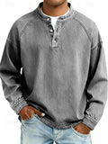 Men's Henley Sweater with Button-Front Placket & Raglan Sleeves — Roman
