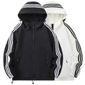 Men's Nylon Hooded Jacket with Striped Sleeve Trim & Zip Pockets — Holden