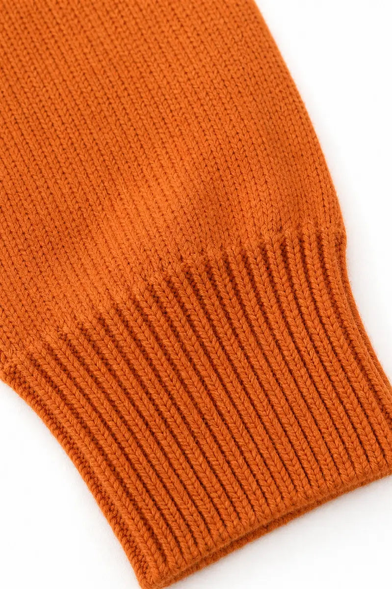 Women's Hooded Knit Sweater with Ribbed Cuffs & Drawstring Hood - Cuff Detail