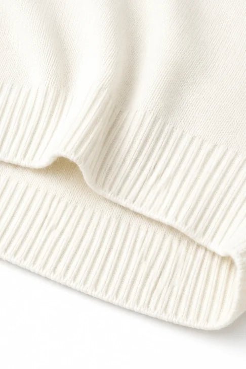 Women's Hooded Knit Sweater with Ribbed Trim & Oversized Fit - Hem Close Up