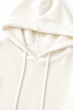 Women's Hooded Knit Sweater with Ribbed Trim & Oversized Fit - Hood Close Up