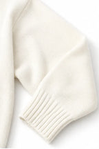 Women's Hooded Knit Sweater with Ribbed Trim & Oversized Fit - Sleeve Close Up