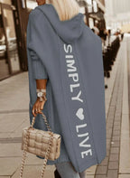 Grey Women's Long Cardigan with Hood & Cozy Pockets