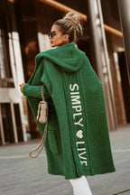 Olive Women's Long Cardigan with Hood & Cozy Pockets