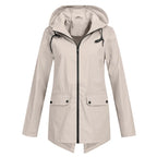 Apricot Women's Waterproof Jacket with Hooded Drawstring & Flap Pockets - Front Studio