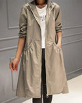 Women's Waterproof Trench Coat with Hooded A-Line Silhouette & Drawstring Waist — Bea