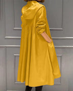 Yellow Women's Waterproof Trench Coat with Hooded A-Line Silhouette & Drawstring Waist — Bea