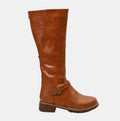 Women's Knee-High Riding Boots with Buckle Strap & Cushioned Comfort — Amelia