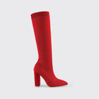 Women's Knee High Boots with Stretch Knit Sock Fit & Block Heel - Studio Single Front
