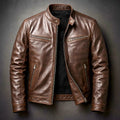 Men's Slim-Fit Leather Biker Jacket with Zip Pockets — Hugo
