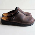 Men's Leather Mules with Buckle Strap & Round Toe — Julian