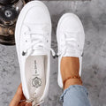 Women's Leather Sneakers with Low-Top Lace-Up Design — Livia