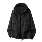 Men's Relaxed-Fit Hooded Jacket with Zip Pockets & Drawstring Hem - Studio Front