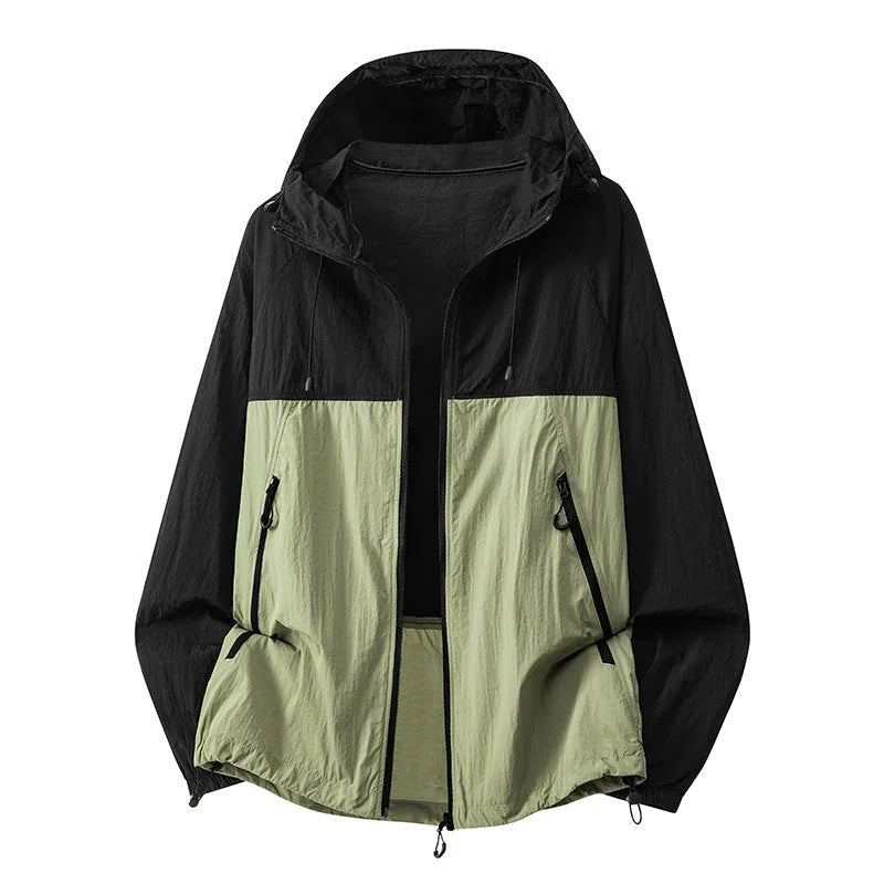 Dark Violet Men's Relaxed-Fit Hooded Jacket with Zip Pockets & Drawstring Hem - Purple Studio Front
