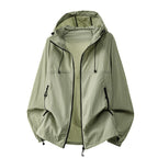 Emerald Green Men's Relaxed-Fit Hooded Jacket with Zip Pockets & Drawstring Hem - Studio Front