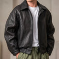 Men's Leather Jacket with Structured Collar & Relaxed Fit — Griffin