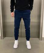 Men's Slim-Fit Cargo Joggers with Drawstring Waist & Elastic Cuffs — Leo